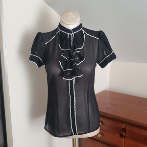 Forever 21 Black Sheer Ruffle Top